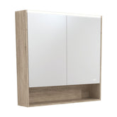 Fienza 900 LED Mirror Cabinet with Display Shelf, Scandi Oak